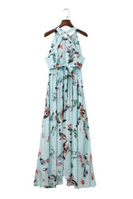 Load image into Gallery viewer, Floral Side Slit Hanging Neck Drop Shoulder Dress