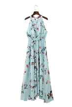 Load image into Gallery viewer, Floral Side Slit Hanging Neck Drop Shoulder Dress