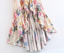 Load image into Gallery viewer, Chiffon Floral Print Short Sleeve Irregular Maxi Dress