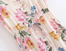 Load image into Gallery viewer, Chiffon Floral Print Short Sleeve Irregular Maxi Dress