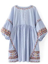 Load image into Gallery viewer, Embroidered Puff Sleeves Mini Dress