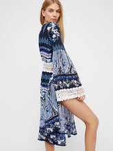 Load image into Gallery viewer, Printed Hollow Belted Bohemia Dress