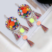Load image into Gallery viewer, Ethnic Bohemia Dangle Pompom Shell Beads Silk Long Tassel Earrings