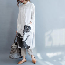 Load image into Gallery viewer, Linen Cotton Loose Long Sleeve Shirt Dress