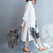 Load image into Gallery viewer, Linen Cotton Loose Long Sleeve Shirt Dress