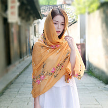 Load image into Gallery viewer, Embroidered cotton and linen scarf tourism sunscreen ethnic silk scarf women beach towel shawl