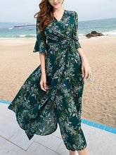 Load image into Gallery viewer, Pretty Bohemia Floral Half Sleeve Beach Maxi Dress