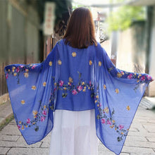 Load image into Gallery viewer, Embroidered cotton and linen scarf tourism sunscreen ethnic silk scarf women beach towel shawl