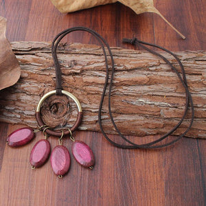 National Style Fashion Necklace Wooden Long Sweater Chain Furry Cord Necklace