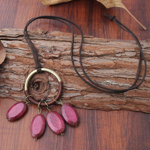 National Style Fashion Necklace Wooden Long Sweater Chain Furry Cord Necklace