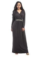Load image into Gallery viewer, Solid Color V-neck Maxi Dress