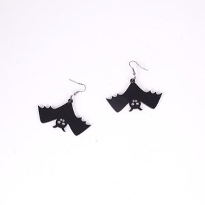 Retro Fashion Halloween Black Bat Hook Earring Necklace