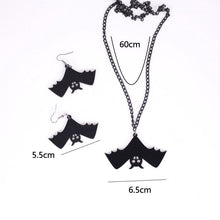 Load image into Gallery viewer, Retro Fashion Halloween Black Bat Hook Earring Necklace