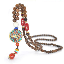 Load image into Gallery viewer, Nepal handmade original pendant wooden bead necklace female beads retro art necklace sweater chain clothing accessories