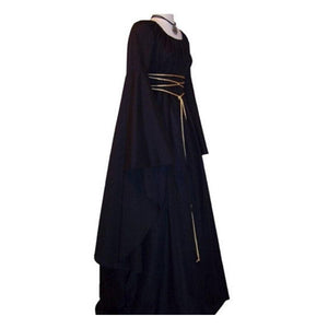 Halloween Solid Color Round Neck Long Sleeve Maxi Dress