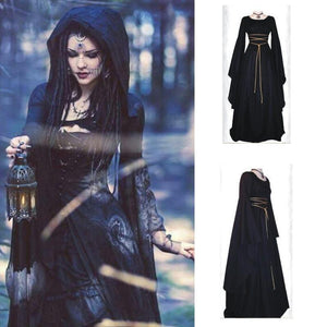 Halloween Solid Color Round Neck Long Sleeve Maxi Dress
