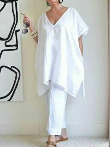 Loose V-neck Solid Color Large Size Bat Sleeve Cotton And Linen Tops Blouse