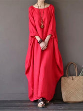 Load image into Gallery viewer, Solid Color Loose Casual Round Neck Maxi Dress