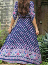 Load image into Gallery viewer, Pretty Bohemia Floral V Neck Half Sleeve Front Split Maxi Dress