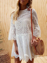 Load image into Gallery viewer, Summer Lace Splice Solid Color Mini Dress