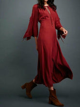 Load image into Gallery viewer, Long sleeved bohemian solid color beach holiday elegant long dress