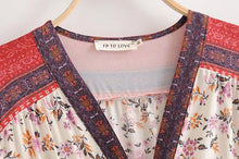 Load image into Gallery viewer, Print Short Sleeve V Neck Vintage Bohemia Dress