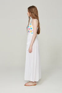 New Spaghetti Strap Backless Embroidered Maxi Dress
