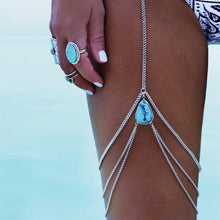 Load image into Gallery viewer, Wild beach resort turquoise teardrop-shaped tassel leg chain