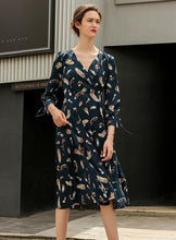 Load image into Gallery viewer, Printed V Neck Long Sleeve Beach Maxi Dress