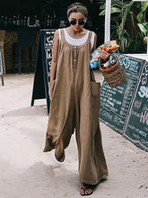 Load image into Gallery viewer, Linen Cotton Loose Casual Pockets Jumpsuit