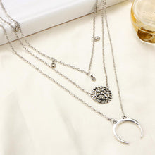Load image into Gallery viewer, Retro exaggerated crystal alloy plate moon multi-tiered chest clavicle necklace necklace