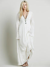 Load image into Gallery viewer, Casual Loose V Neck Long Sleeve Maxi Long Dress