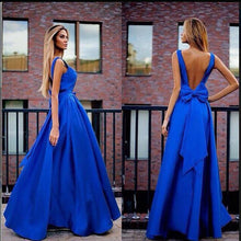 Load image into Gallery viewer, Sexy Spaghetti Strap Backless Solid Color Evening Gown Maxi Dress
