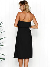Load image into Gallery viewer, Off Shoulder Button Solid Color Summer Midi Dress