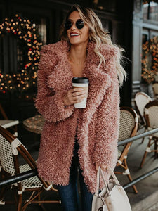 Autumn Winter Solid Color Long Sleeve Outwear Coat