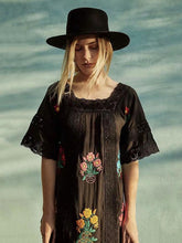 Load image into Gallery viewer, Bohemia Short Sleeve Embroidered Maxi Dress
