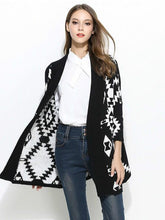 Load image into Gallery viewer, Medium Length Diamond Jacquard Cardigan Sweater Coat