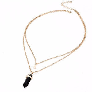 Fashion Crystal Pendant Goldplated Alloy Chain Double Layer Necklace