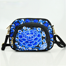 Load image into Gallery viewer, Tibet ethnic embroidery bag double side embroidery canvas zero wallet mobile phone bag women&#39;s Mini slant span bag