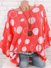 Load image into Gallery viewer, Summer Polka Dot Round-Neck Batwing Sleeve Top