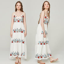 Load image into Gallery viewer, 2018 New Spaghetti Strap Floral Embroidered Maxi Dress