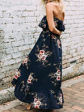 Load image into Gallery viewer, Fashion A-Line Strapless Ruffle Floral Printed Maxi Dress