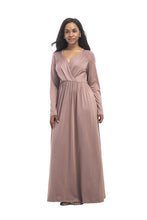 Load image into Gallery viewer, New plus size evening dress sexy big size deep V solid color long-sleeved dress