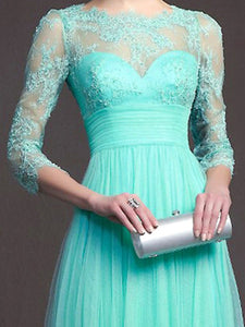 Exquisite Solid See-Through Evening Dress