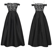 Load image into Gallery viewer, Off Shoulder Lace Splice Evening Gown Maxi Dress