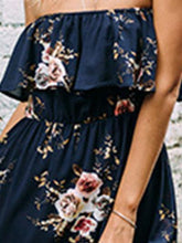 Load image into Gallery viewer, Fashion A-Line Strapless Ruffle Floral Printed Maxi Dress