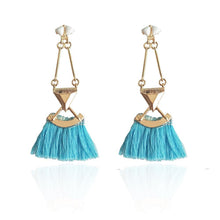 Load image into Gallery viewer, Boho rosy blue rope statement tassel earrings fashion jewelry long ethnic women accessories party Xmas