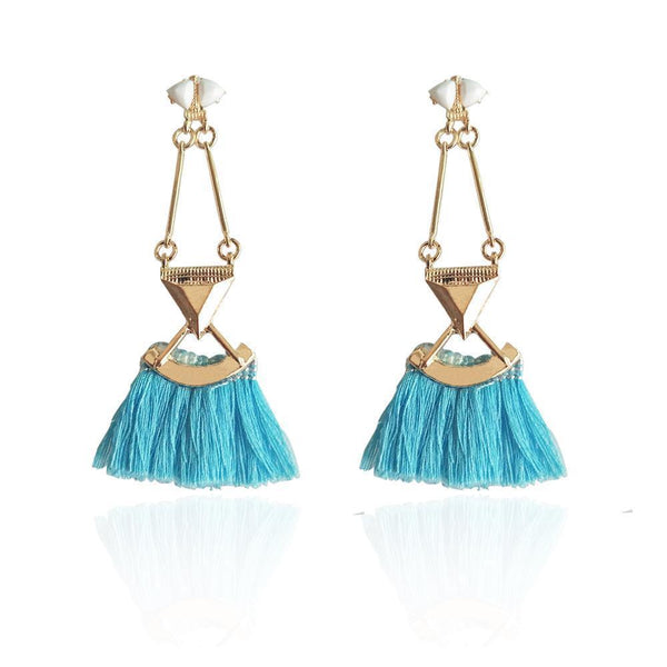 Boho rosy blue rope statement tassel earrings fashion jewelry long ethnic women accessories party Xmas