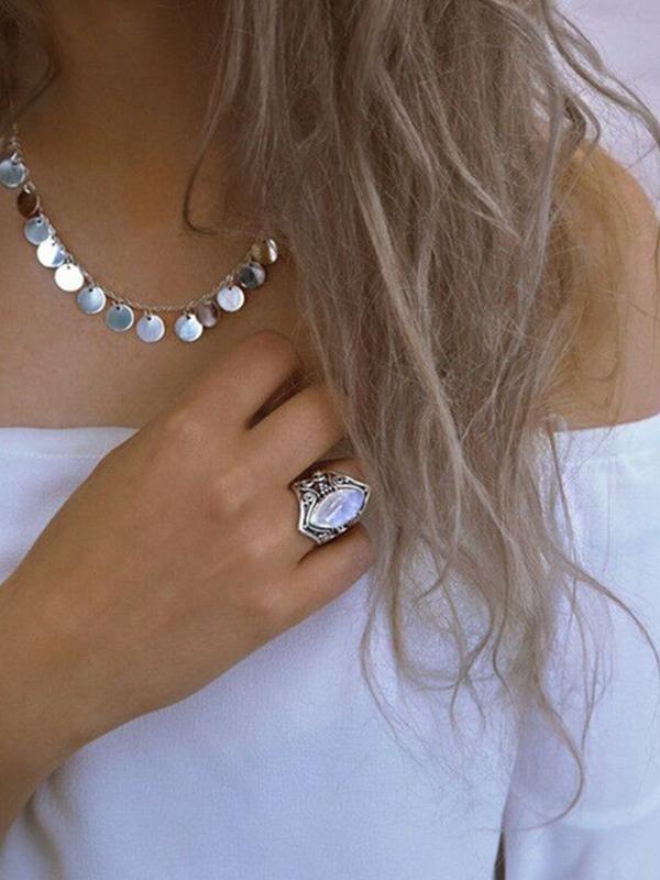 Vintage Moonstone Exaggerated Ring Jewelry – boholooks