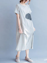 Load image into Gallery viewer, Round Neck Short Sleeve Loose Maxi Dress